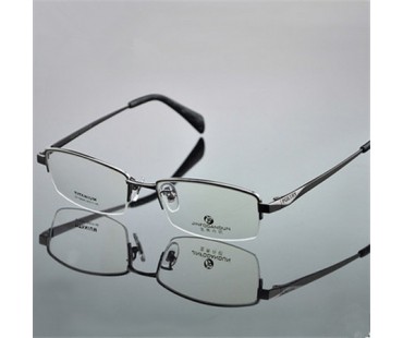 ビジネス風男子メガネフレーム　近視度入りレンズ対応眼鏡フレーム　チタン製ハーフリムメガネ　度なしシンプルおしゃれ