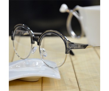 クラシックラウンド丸いデザイン大きい伊達眼鏡ダテメガネレディース度なしレンズありサーモント型