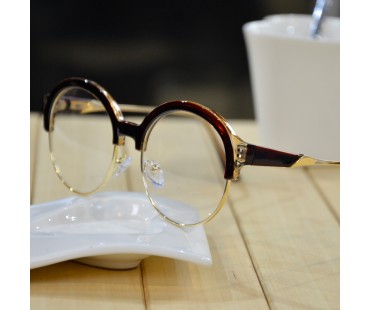 クラシックラウンド丸いデザイン大きい伊達眼鏡ダテメガネレディース度なしレンズありサーモント型