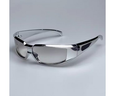 未来感のあるサングラス銀色キラキラ偏光サングラスおしゃれシルバー色メガネ男女ファッション軽量サングラスかっこいいUVカットメガネ