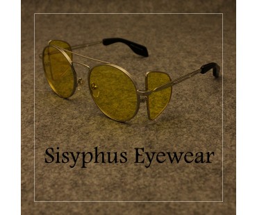 黄色レンズ眼鏡クラシカル イエロー度なしレンズ パンクファッション サングラス女子オシャレ男子バイクUVカット偏光サングラスかっこいい個性的防風メガネ水銀ロック系