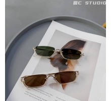 欧米おしゃれ偏光サングラス ナイロール高級ハーフリムメガネUVカット スクエア型紫外線カット小顔見え個性的サングラス ファッションコーデ