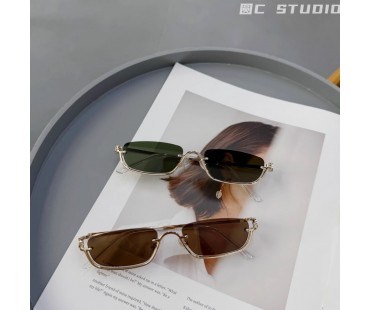 欧米おしゃれ偏光サングラス ナイロール高級ハーフリムメガネUVカット スクエア型紫外線カット小顔見え個性的サングラス ファッションコーデ