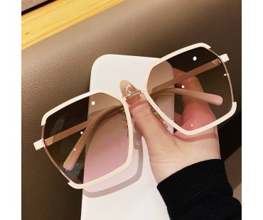 韓国オルチャン ファッションサングラス上品メタル ハーフリム サングラスおしゃれエレガント丸い顔UVカットカラーレンズ旅行紫外線カット