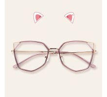 インスタ映え芸能人メガネ流行女子クラシック伊達メガネ猫耳超軽量度なしねこみみデザインかわいい茶色系個性的セルフレーム ダテメガネ紫ワインレッド度付きファッションネコミミめがね