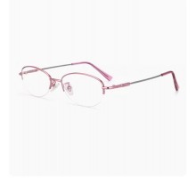 日本おしゃれメガネ ハーフリム上縁メガネ ピンク可愛いメタルフレーム眼鏡レトロ度付きレンズ度なし女性オーバル型伊達メガネ ナイロール コスプレ用