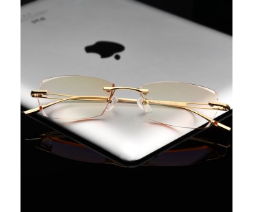 パソコンPCメガネ男女リーディングメガネ眼鏡リムレス縁なし知性ペア大人ブルーライトカットめがね度なし度付きレンズ近視対応UVカット薄いカラーレンズ