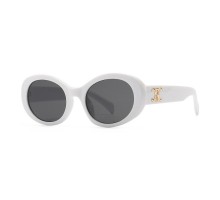 オーバル型サングラス クラシック白いフレーム偏光メガネ女性UVカット卵型高級サングラスおしゃれ大きい顔クール白縁黒ぶち太いフレーム紫外線対策眼鏡