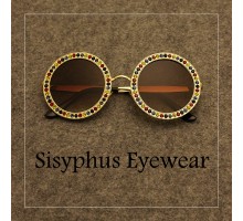 インスタ映え2019トレンドサングラス流行眼鏡ボストン型ラインストーン デコめがね欧米有名人モデル丸いサングラスUVカットレンズ女性度なし度入りファッション