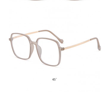 韓国ファッション眼鏡ミルクティーベージュ大きいスクエア伊達メガネ女子度付きレンズ超軽量TR90ビッグフレーム痩せ顔エレガントメガネ