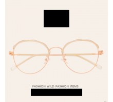 ローズゴールド伊達メガネ度付き可愛いサーモントブロー ピンク色 丸い眼鏡軽量メタルフレーム大きい知的メガネ ラウンド型ゴールド黒色