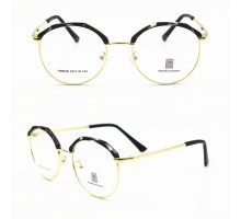 正規品レトロ高級サーモント メガネ ブランド個性的眼鏡丸いダテメガネ黒いめがねバイカラー金色フレーム男女ゴールド度付きメガネ度なしレンズ艶消し光沢