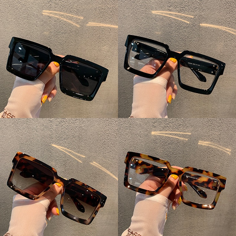 個性的太いフレーム黒縁サングラス パンク ファッション四角形偏光サングラス男女おしゃれ痩せ顔効果度付きスクエアメガネ度なしブラックカラーレンズ