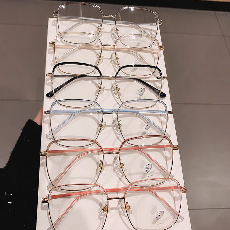 メガネ度付き安いバイカラーメガネ ブランドフレーム女子韓国大きいメガネ