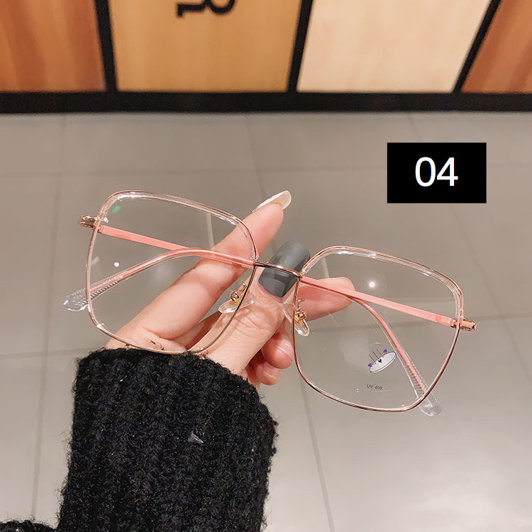 ブランドフレーム女子韓国大きいメガネ フレームファッション度なし軽量クリア透明グレー