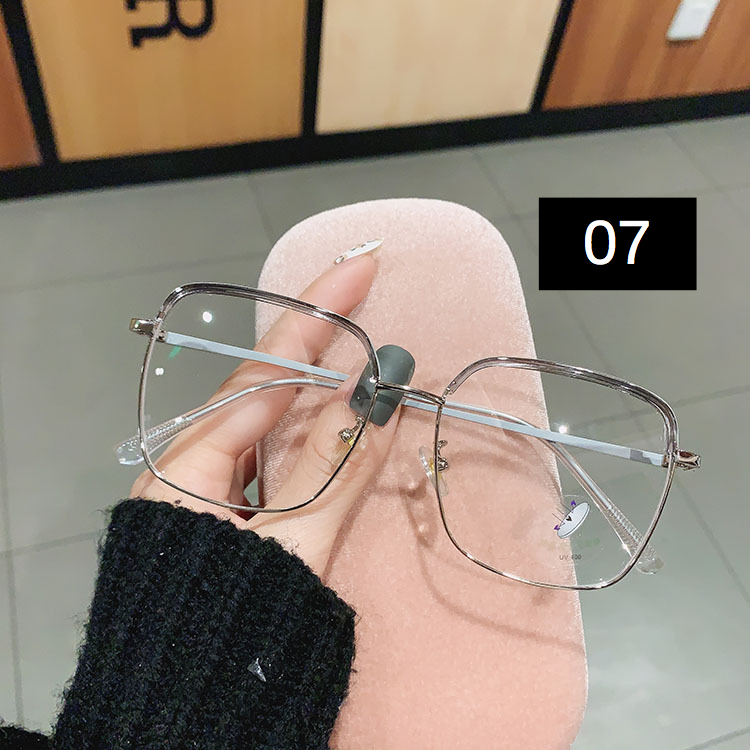 ブランドフレーム女子韓国大きいメガネ フレームファッション度なし軽量クリア透明グレー