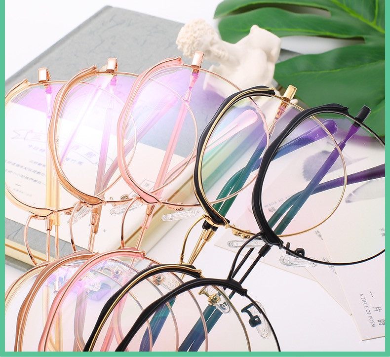 伊達メガネ通販 安いメガネ レディース度付き可愛いサーモントブロー ピンク色