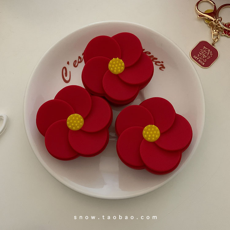 カラコン収納ケース ロマンチックな花コンタクトケース赤い花
