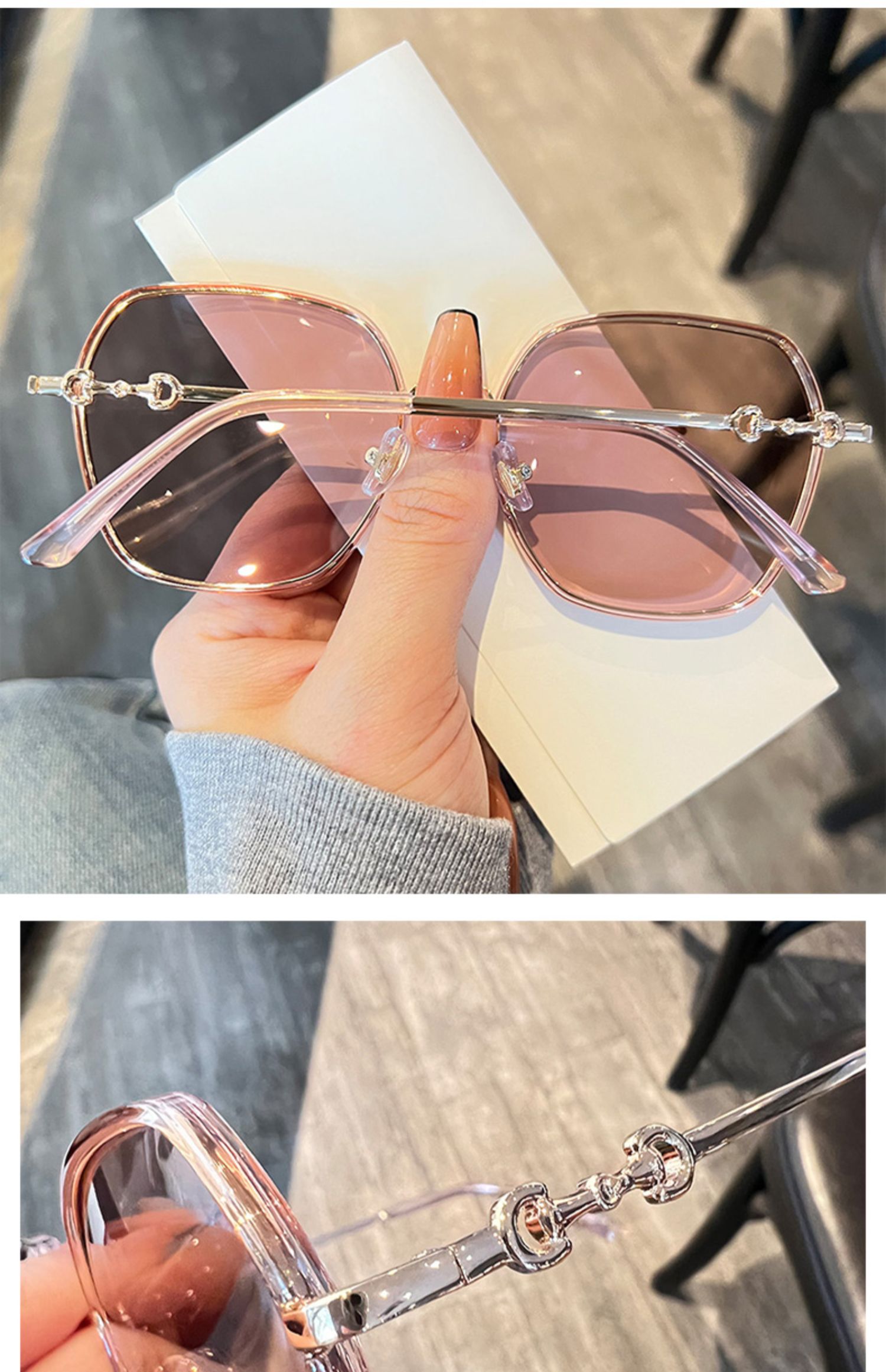 ピンクカラーレンズサングラス芸能人コーデ女子サングラス韓国アイドル眼鏡プライベート大きいフレーム