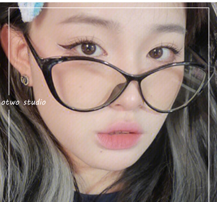 伊達メガネクリア色 通販フォックス型メガネ度付きレンズ度なし眼鏡 豹柄黒ぶち韓国