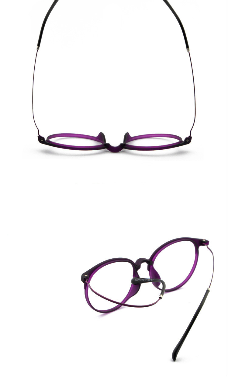 メガネ度付きレンズフレーム 紫女性女子伊達眼鏡
