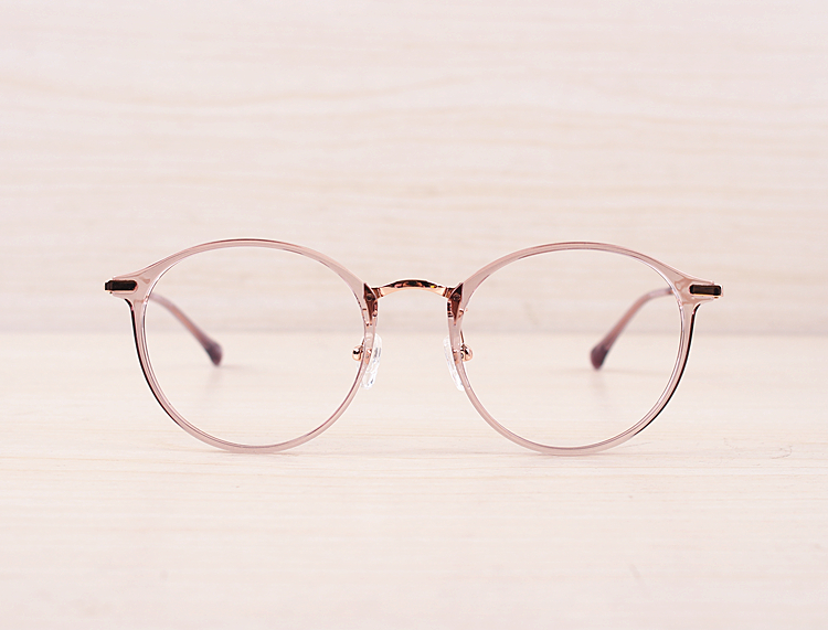丸い眼鏡クラシカルメガネ デザイン可愛いベアピンクtr90