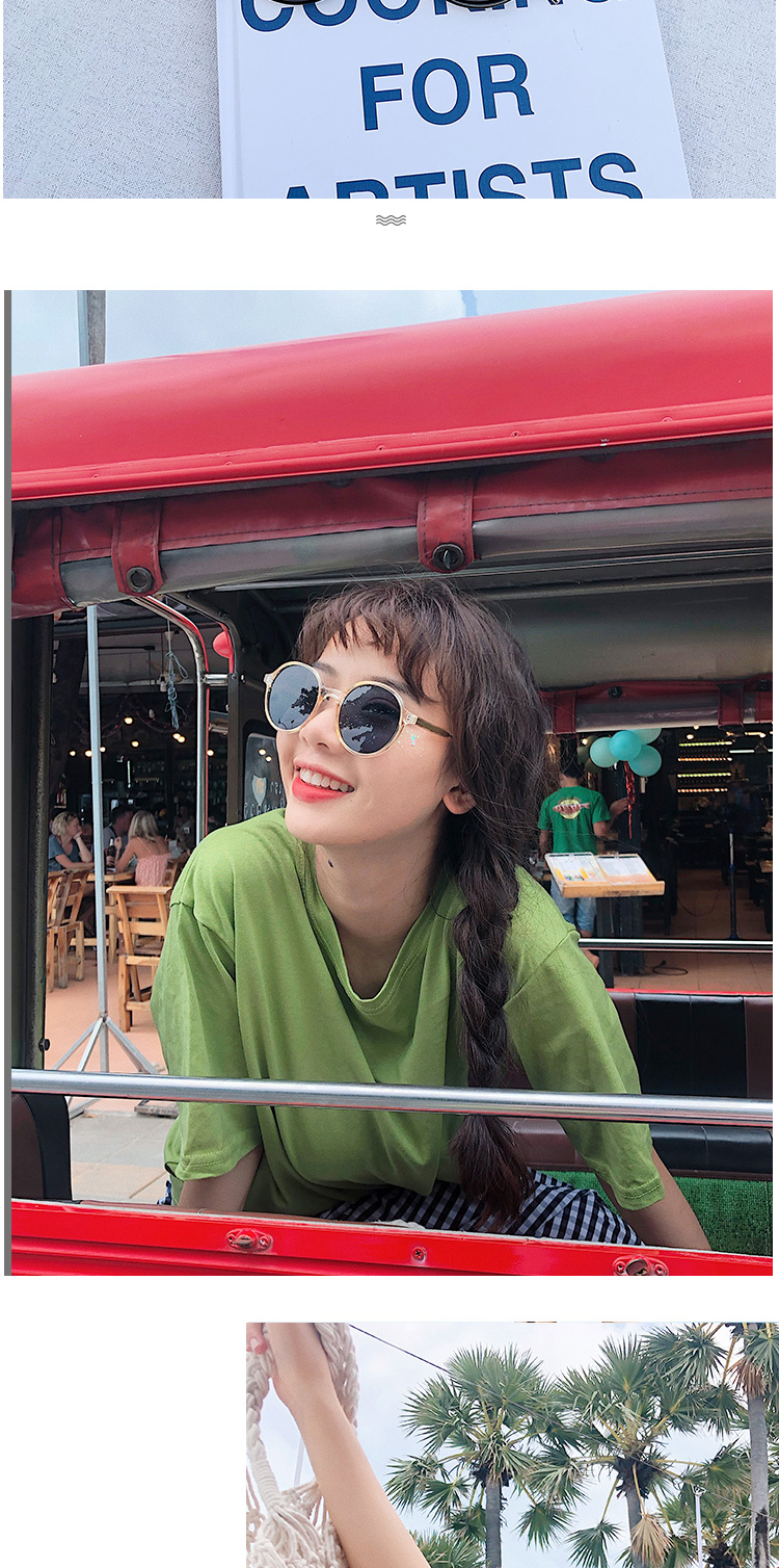 サングラス女性韓国オシャレ芸能人丸いフレーム人気 レディース紫外線カットレンズ