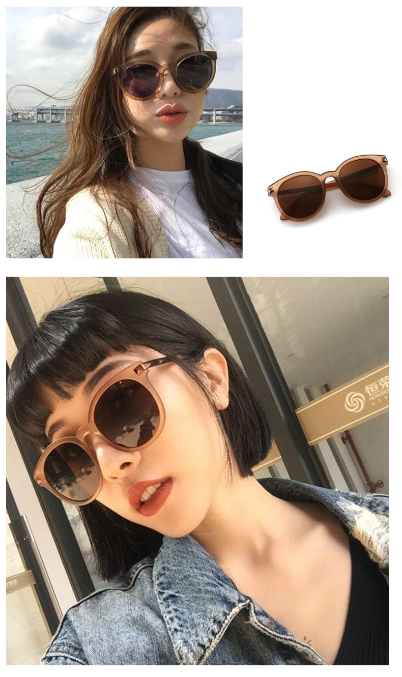 茶系メーカーサングラス韓国ファッション流行りサングラス丸い顔偏光メガネ