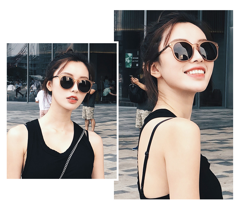 茶系メーカーサングラス韓国ファッション流行りサングラス丸い顔偏光メガネ