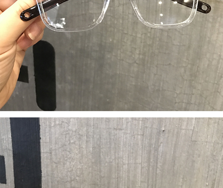 個性的ウェリントン型伊達眼鏡バイカラーフレーム クリアスクエア太いフレーム透明
