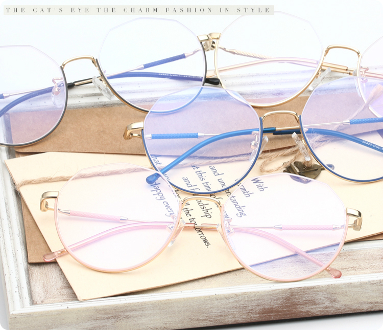 メガネピンク色デザイン佐賀 メガネ伊達メガネ レトロ多角形安い眼鏡