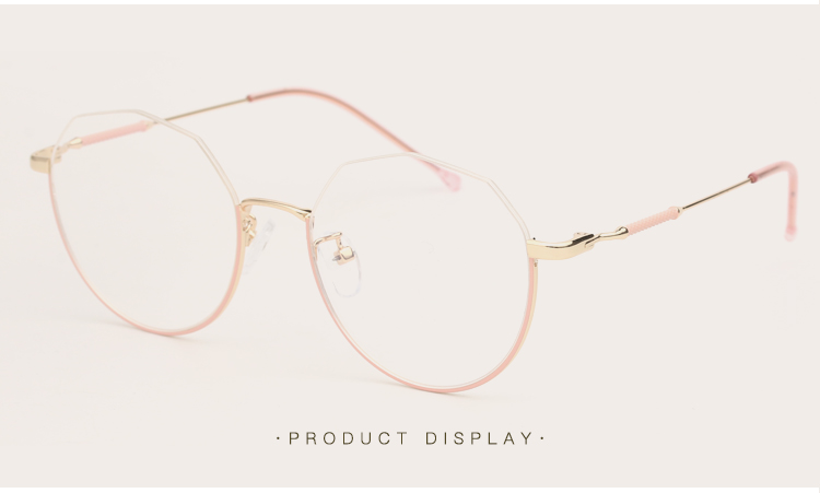 メガネピンク色デザイン佐賀 メガネ伊達メガネ レトロ多角形安い眼鏡